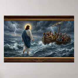 Jesus geht auf dem Wasser Poster – Christliche Wan