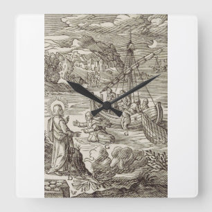Jesus geht auf dem Wasser Quadratische Wanduhr