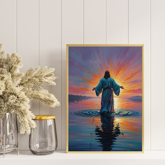 Jesus geht auf dem Wasser religiöse Kunst Poster
