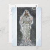 Jesus geht auf der Ansichtskarte des Meeres Postkarte (Vorne/Hinten)