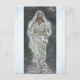 Jesus geht auf der Ansichtskarte des Meeres Postkarte