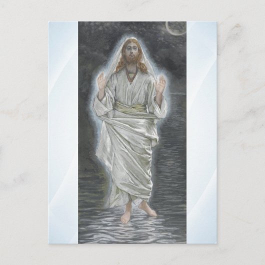 Jesus geht auf der Ansichtskarte des Meeres Postkarte (Vorderseite)