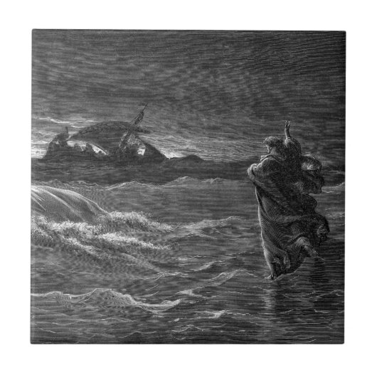 Jesus geht auf Wasser Fliese (Vorderseite)