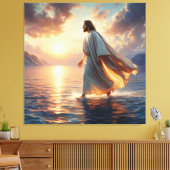 Jesus geht auf Wasserkanvas Printbild Leinwanddruck (Insitu (Wohnzimmer))
