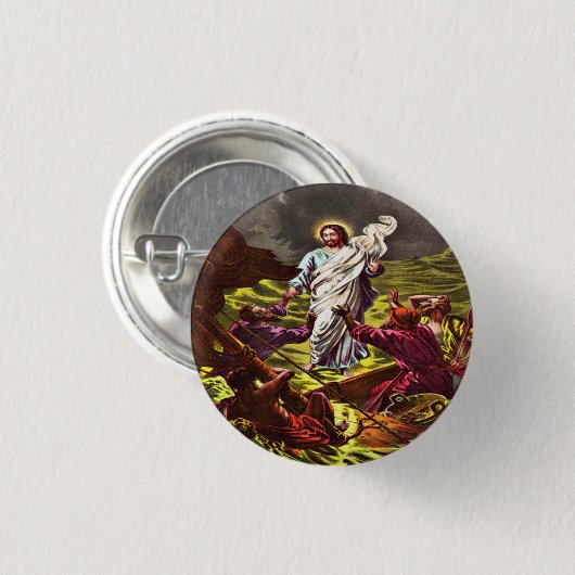 Jesus geht auf Wasserknopf Button (Vorne & Hinten)