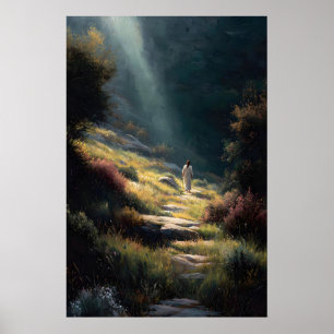 Jesus geht im Garten Jesus Wandkunst Religiös Poster