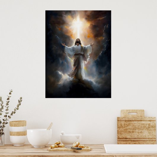 Jesus geht in den Himmel über Poster (Küche)