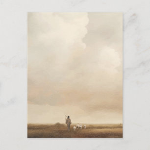 Jesus geht mit dem Lamm Illustration Postkarte