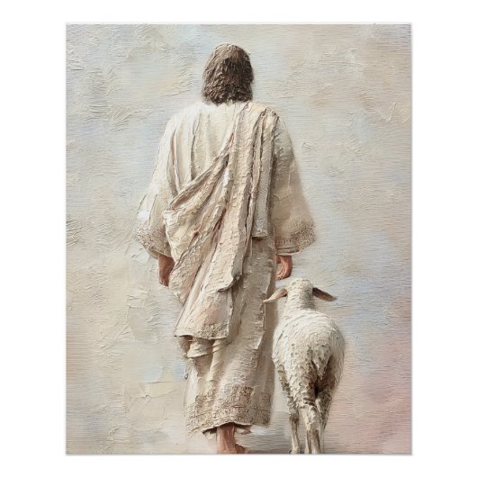 Jesus geht mit dem Lamm Poster (Vorderseite)