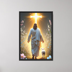 Jesus geht zum glühenden Kreuz Leinwanddruck