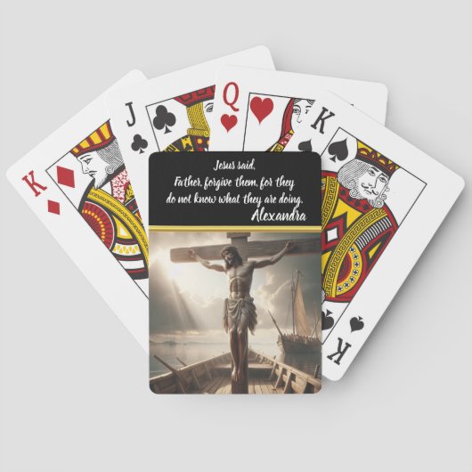 Jesus gekreuzigt über das Meer Gewartet Spielkarten (Rückseite)