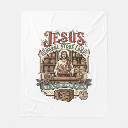 Jesus Gemischtwarenladen Label Jesus Gemischtwaren Fleecedecke (Vorderseite)