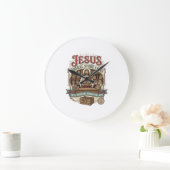 Jesus Gemischtwarenladen Label Jesus Gemischtwaren Große Wanduhr (Zuhause)
