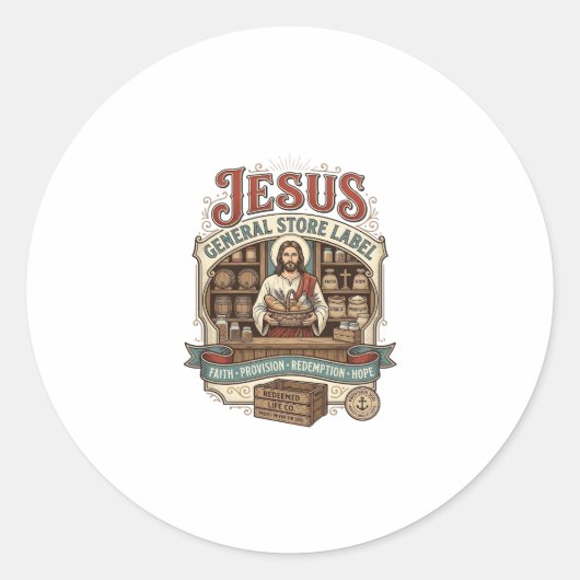 Jesus Gemischtwarenladen Label Jesus Gemischtwaren Runder Aufkleber (Vorderseite)