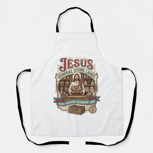 Jesus Gemischtwarenladen Label Jesus Gemischtwaren Schürze (Vorderseite)