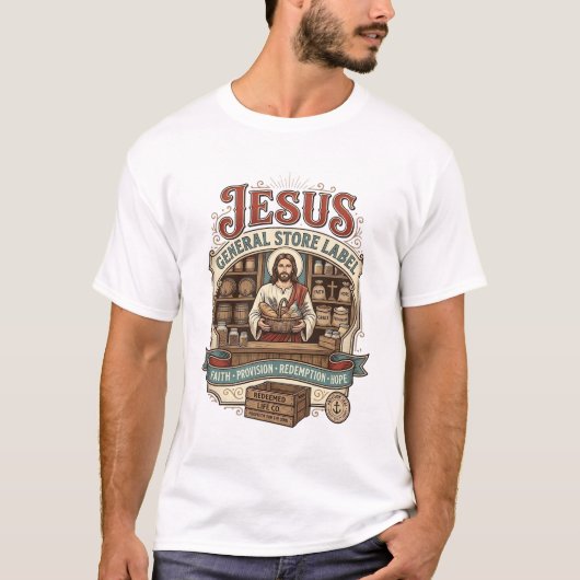 Jesus Gemischtwarenladen Label Jesus Gemischtwaren T-Shirt (Vorderseite)