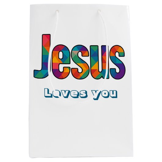Jesus geometrisches Design Mittlere Geschenktüte (Vorderseite)