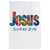 Jesus geometrisches Design Mittlere Geschenktüte (Rückseite)