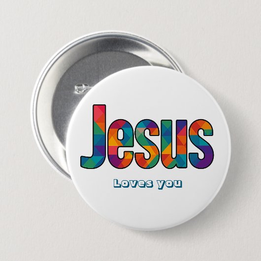 Jesus geometrisches Muster Button (Vorne & Hinten)