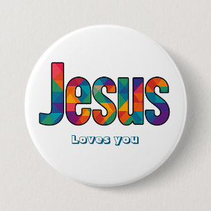 Jesus geometrisches Muster Button