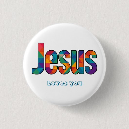 Jesus geometrisches Muster Button (Vorderseite)