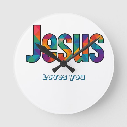 Jesus geometrisches Muster Runde Wanduhr (Vorderseite)