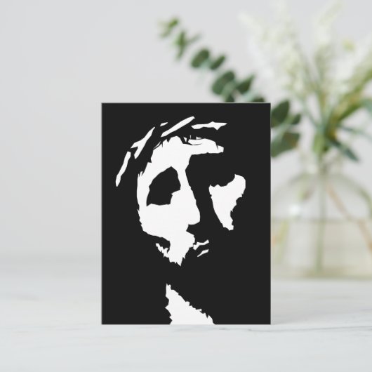 Jesus Gesicht in Weiß deinen Hintergrund Postkarte (Stehend Vorderseite)
