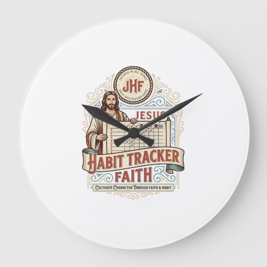 Jesus Gewohnheits-Tracker Glaube Jesus Gewohnheits Große Wanduhr (Vorderseite)