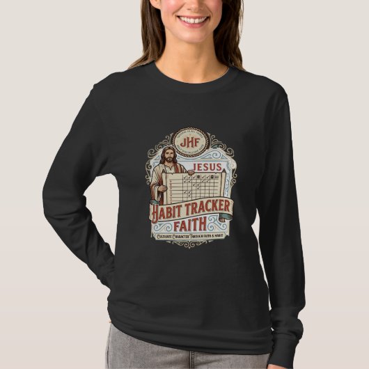 Jesus Gewohnheits-Tracker Glaube Jesus Gewohnheits T-Shirt (Vorderseite)