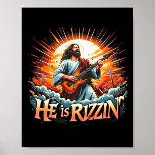 Jesus Gitarrist Er Ist Rizzin Frohe Ostern Tag Fun Poster