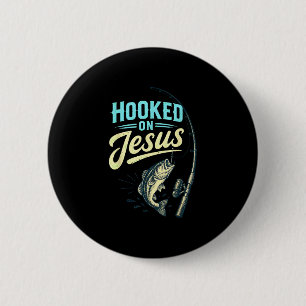 Jesus Glaube Fisch Angeln Vintage-Design Button