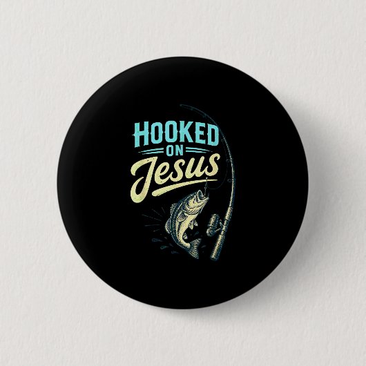 Jesus Glaube Fisch Angeln Vintage-Design Button (Vorderseite)