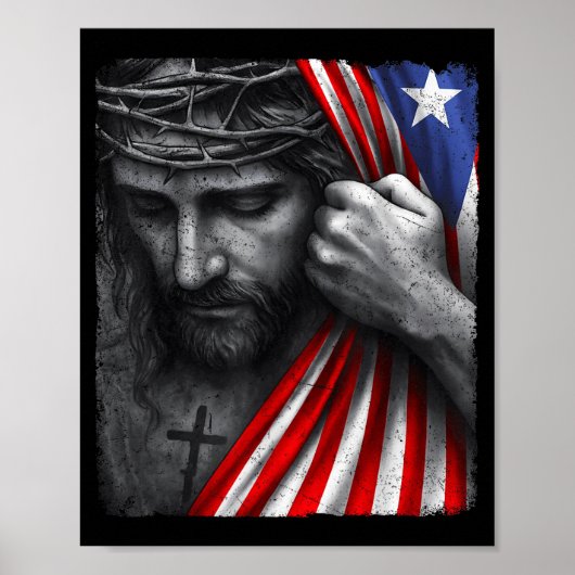 Jesus Glaube Kreuz Krone Amerika Puerto Rico Erbe Poster (Vorne)