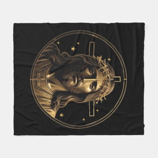 Jesus Gold 1 Fleecedecke (Vorderseite (Horizontal))