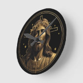 Jesus Gold 1 Runde Wanduhr (Winkel)