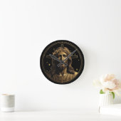 Jesus Gold 1 Runde Wanduhr (Zuhause)