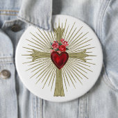 Jesus Gold Cross rotes Herz und Rose Liebe Button (Beispiel)