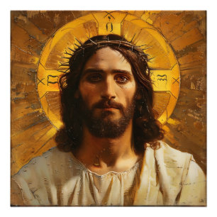 Jesus Gold Religious Fotodruck
