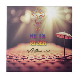 Jesus Golden Cross Er ist Risen Matthew 28:6 Fliese