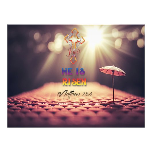 Jesus Golden Cross Er ist Risen Matthew 28:6 Fotodruck (Vorne)