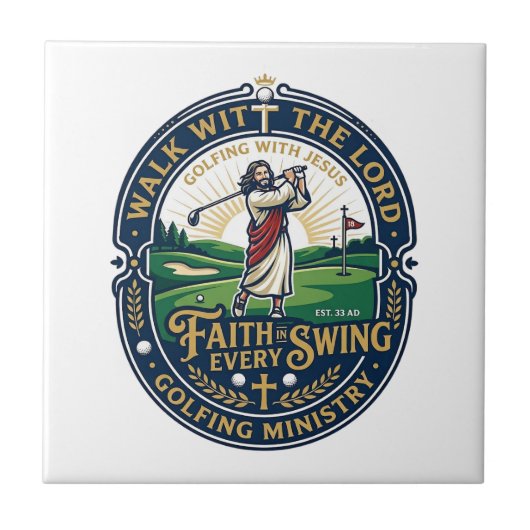 Jesus Golf-Shirt Glaubensbasiertes Design_1 Fliese (Vorderseite)