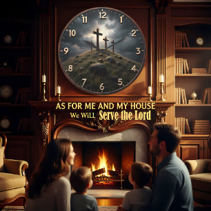 Jesus Golgatha Hügel Kreuze Große Wanduhr