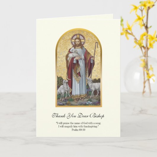Jesus Good Shepherd Bischof Förderung Karte (Gelbe Blume)