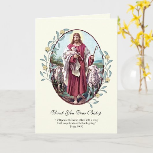 Jesus Good Shepherd Bischof Förderung Karte (Gelbe Blume)