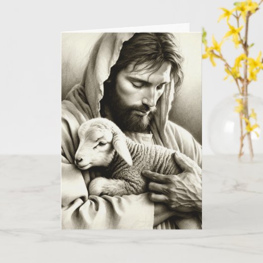 JESUS Good Shepherder Blank Christlich Greeting Ca Karte (Gelbe Blume)