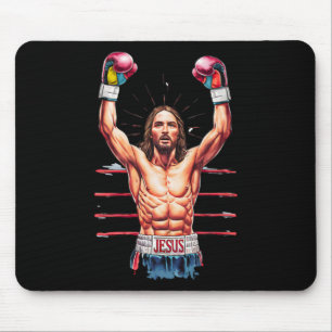 Jesus Gott Kickboxen oder Boxen Sieg Lustiges Meme Mousepad