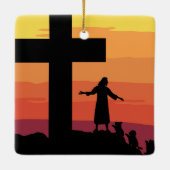 Jesus Gott kreuzen Tiere Pet Care Custom Weihnacht Keramikornament (Rückseite)