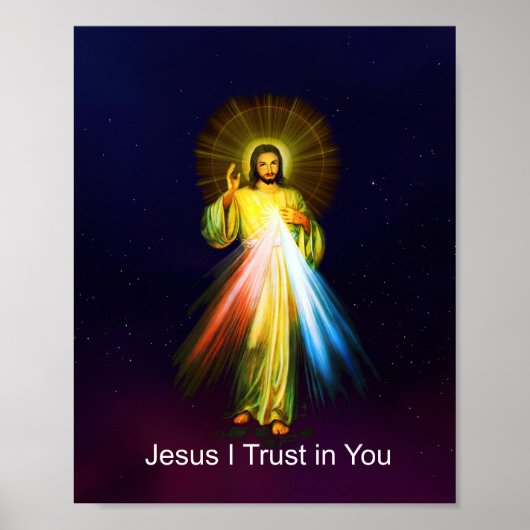 Jesus Göttliche Barmherzigkeit Ich vertraue dir En Poster (Vorne)