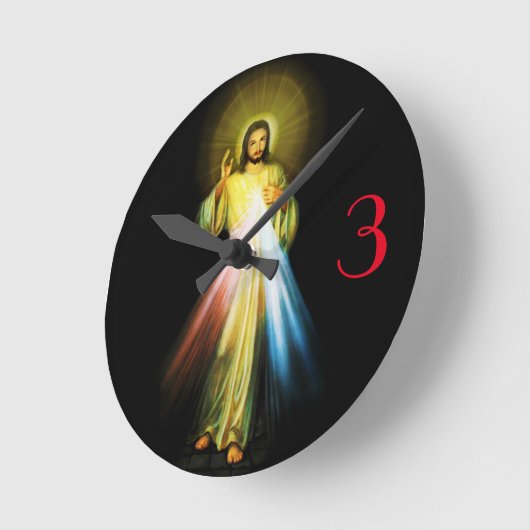Jesus göttliche Barmherzigkeit Runde Wanduhr (Winkel)