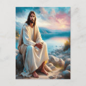 Jesus Göttlicher Frieden neben den Sonnenuntergang Postkarte (Vorderseite)